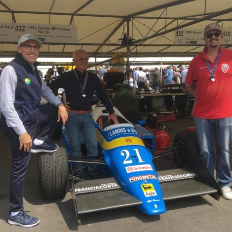 Goodwood Festival of Speed 2018: Angelo Miniggio, Federico Buratti e Andrea Cajani a Goodwood con la F1 Osella Alfa Romeo.