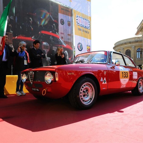 Targa Florio 2017, partenza. Scuderia del Portello, Alfa Romeo Giulia Sprint GTA, Jean-Luc Papaux, Jacques Sandoz