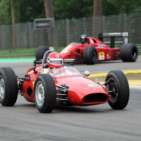 Imola, Historic Minardi Day 2018: Marco Cajani a bordo della F1 De Tomaso Alfa Romeo preparata da Conrero per il GP d’Italia del 1961.