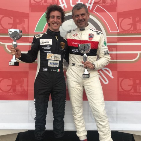 Misano 2018, Alfa Revival Cup: il socio della Scuderia del Portello Emilio Petrone sul podio.